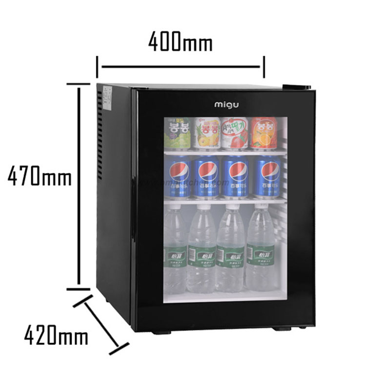Durchsichtiger Mini-Kühlschrank aus Glas