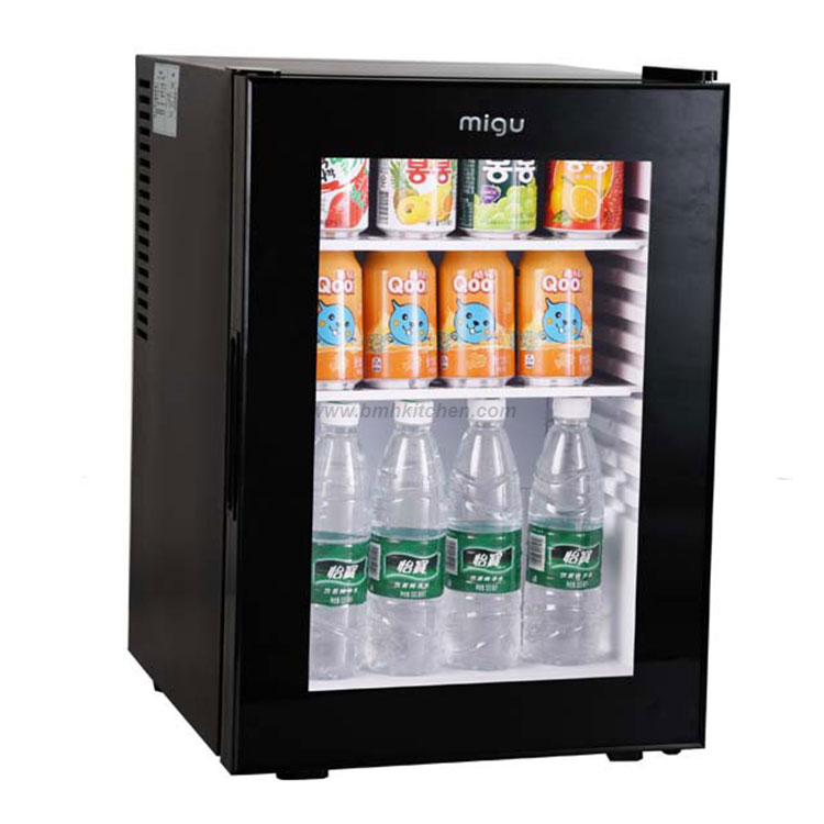 Durchsichtiger Mini-Kühlschrank aus Glas